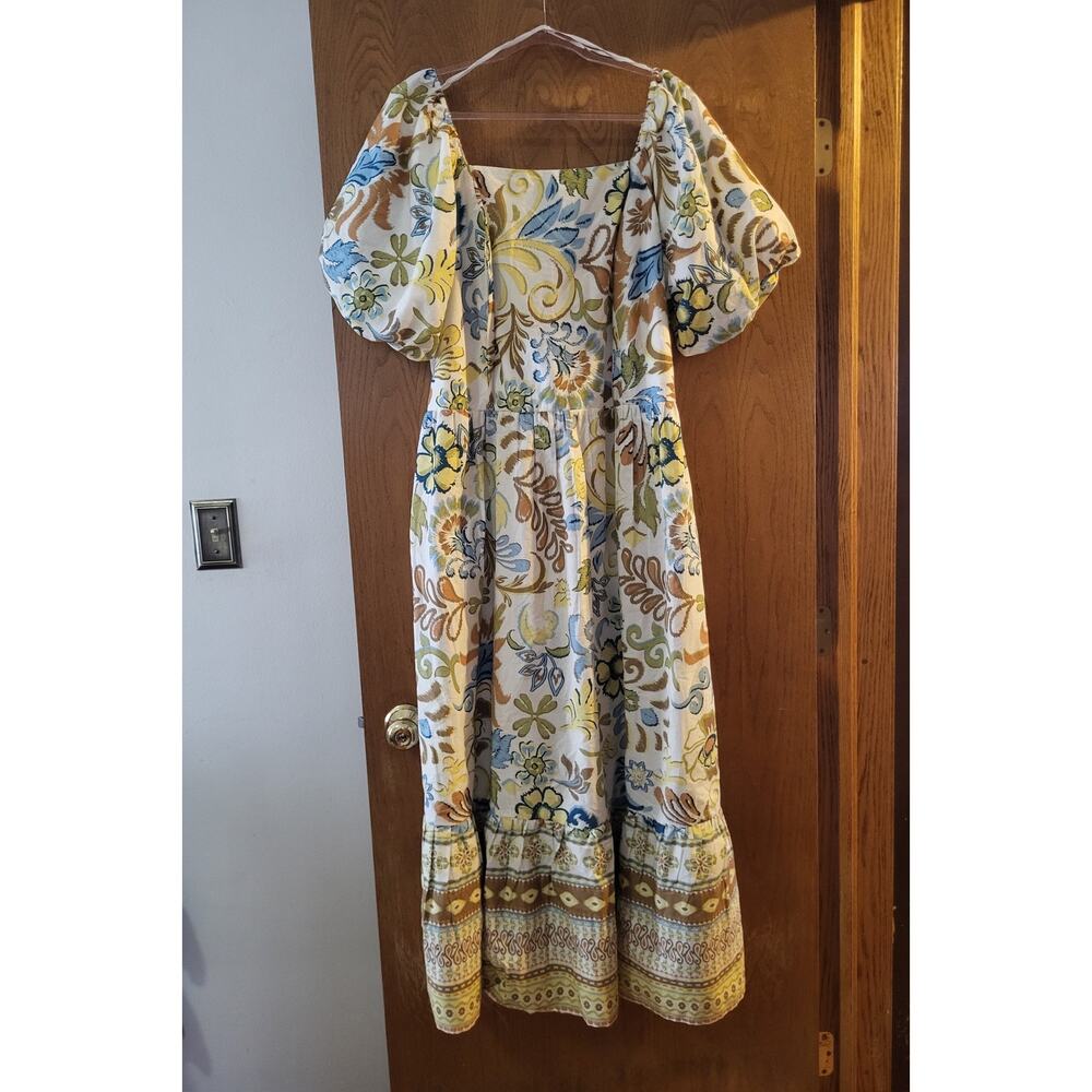Lea Plus Size 3x Spring Summer Vacation Poof Sleeve Cotton Smocked Ruffle Dress - Picture 2 of 6